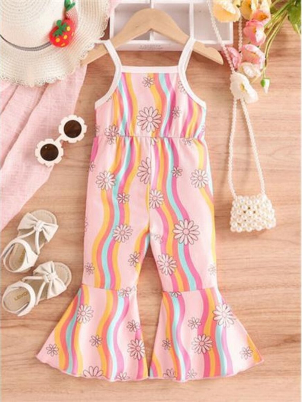 Children's Floral Print Flare Leg Jumpsuit